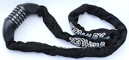 starkes ZAHLENSCHLOSS FAHRRADSCHLOSS KETTENSCHLOSS 5,5 x 900 mm 9667 - Schwarz 90 cm