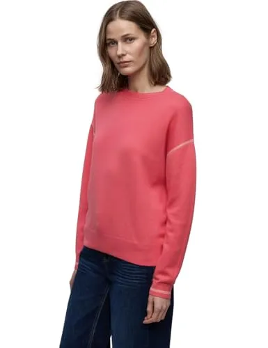 Street One Pullover mit Kontrastdetails Striking Coral 34 - Eleganter Feinstrickpullover mit stilvollen Kontrastdetails an Ärmeln und Bündchen. Ideal für einen modischen Look. Perfekt für den Alltag und vielseitig kombinierbar.