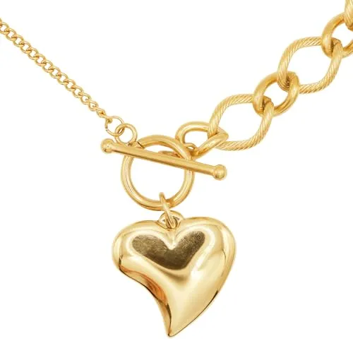 Heideman Halskette Decent Damen - Hochwertige Edelstahlkette mit Herz Anhänger - Elegante Halskette aus hypoallergenem Edelstahl, ideal für empfindliche Haut. Mit 60 cm Länge und stilvollem Herz Anhänger perfekt für jeden Anlass und als Geschenk geeignet.