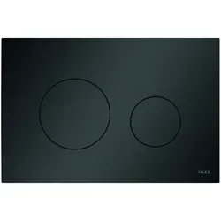 TECE TECEloop WC-Betätigungsplatte 9240925 - Sanitärinstallation, elegante schwarze Matt-Oberfläche mit flachen Betätigungstasten für eine moderne Badezimmergestaltung.