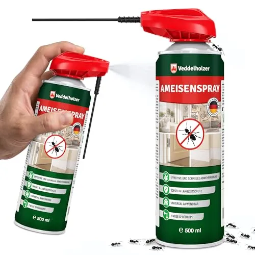 Veddelholzer 500 ml Ameisenspray – Effektives Ameisenspray für Haus und Garten - Effektive Ameisenabwehr für Küche, Garten und Terrasse. Mit Sofort- und Langzeitwirkung bietet es zuverlässigen Schutz gegen Ameisen und Nester. Ideal für gezielte Anwendungen mit praktischem Sprüh-System.