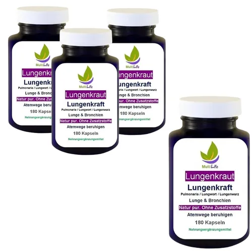 Lungenkraut Kapseln 720 Stück - Unterstützung für Atemwege - Unisex Nahrungsergänzungsmittel mit 720 Kapseln aus Lungenkraut. Für eine natürliche Unterstützung der Atemwege. Hergestellt in Deutschland mit geprüfter Qualität.