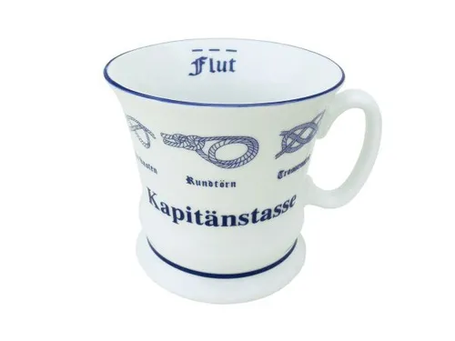 Kapitänstasse aus Porzellan, maritimes Souvenir, schlanker Kaffee- und Teebecher