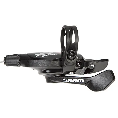 SRAM GX 11-f. Trigger-Schalter rechts mit Klemme - Bremshebel in auffälligem Rot, bietet präzise Schaltvorgänge für optimale Kontrolle beim Mountainbiking.