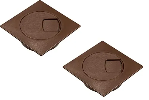Gedotec Kabeldurchführung Schreibtisch aus stabilem ABS Kunststoff | 2 Stück quadratische Kabeldurchlässe 60mm | Plaza | Kabeldose Braun | Kabelführung eckig zum Eindrücken | kabelkanal Schreibtisch