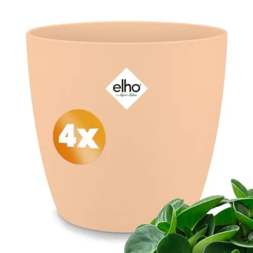 Gardebruk® 4X Blumentopf Brussels 14x13cm rund Pflanzentopf Übertopf Pflanzkasten Pflanzgefäß Kunststoff Blumenkasten Blumenkübel Pfirsich