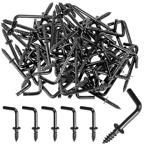 Produktbild RFYTDCF 200 Stück Hakenschrauben, L Haken zum Schrauben Klein Schraubhaken Rechtwinklig Schwarz Wandhaken Mini Hakenleiste Einschraubhaken zum Aufhängen 2,2cm