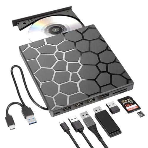 Produktbild Externer CD/DVD-Laufwerk 8-in-1 USB 3.0 für Laptops