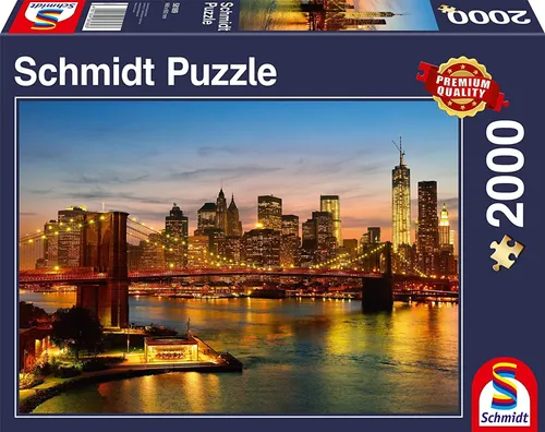 Schmidt Spiele 58189 - New York 2000 Teile Puzzle - Klassisches Puzzle mit 2000 Teilen, ideal für Puzzle-Fans ab 14 Jahren. Erlebe die beeindruckenden Abmessungen von 96,80 x 69,20 cm und tauche ein in die faszinierende Welt von New York.
