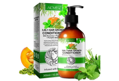 ALIVER Haarpflege-Set Shampoo Conditioner Haaröl mit Biotin Rosmarin Minze Kürbis Vegan, Enthält Mineralien, Enthält Vitamine, Fair Trade
