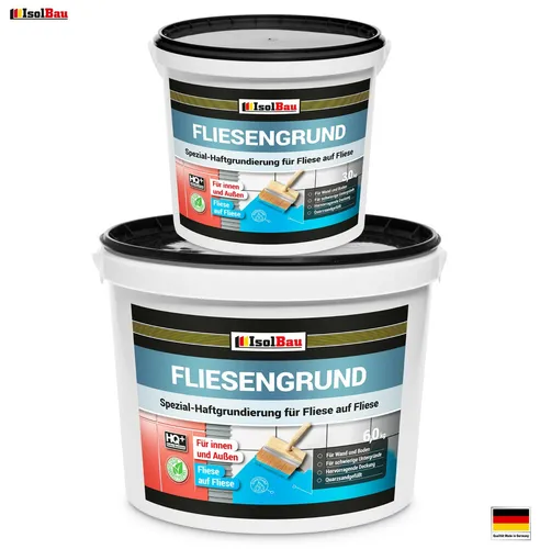 Fliesengrund 9 kg Haftgrund Quarzgrundierung - Boden- & Wandfliesen: Wasserdichte, schnelltrocknende Fliesengrundierung für alle Fliesenarten, ideal für schwierige Untergründe und sorgt für hervorragende Haftung.