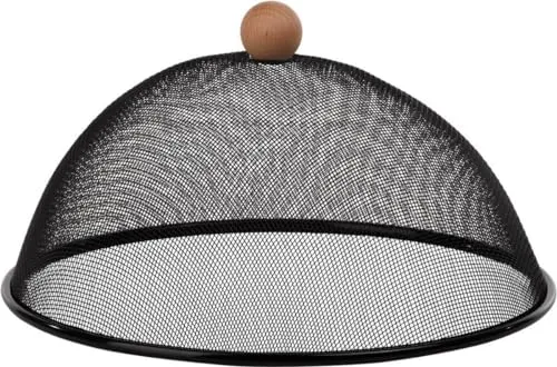 Esschert Design Metall-Lebensmittelabdeckung, kuppelförmig, Edelstahl, Schwarz