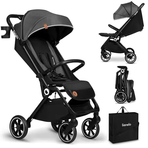 lionelo Kinder-Buggy CLOE, Alu – nur 8,2 kg, AUTO-FOLDING, GREY STONE - Kinderbuggys: Leichter und kompakter Buggy mit nur 8,2 kg, ideal für Reisen. Mit UV-Schutz 50+ und komfortabler Dämpfung für höchsten Komfort.