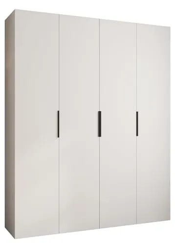MEBLE KRYSPOL Como 4 Schrank mit 4 Türen - Kleiderschrank - Garderobe - Aufbewahrungsschrank für Schlafzimmer, Jugendzimmer, Kinderzimmer - 245,5x200x50cm - Weiß, Schwarz