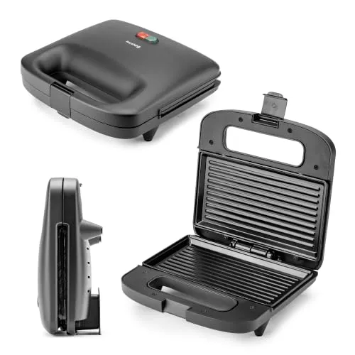 Huslog QuickBite Toaster, Sandwichmaker, Sandwich, Antihaftbeschichtung, 1000W, Panini, Schwarz