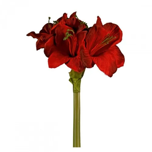 Amaryllis Kunstblume 66cm rot - Elegante Kunstblume in robuster Kunststoffqualität, ideal für drinnen und draußen. Mit einer Gesamtlänge von 66 cm und pflegeleicht – bleibt das ganze Jahr über schön.