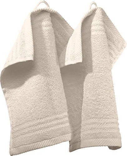 REDBEST Seiftuch New York 2er- Pack Creme Größe 30x30 cm - leichte, weiche Qualität, saugstark, sehr strapazierfähig, 100% Baumwolle