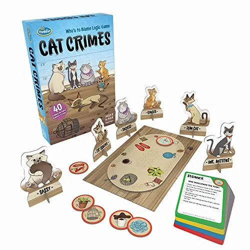Thinkfun Cat Crimes Who's to Blame Brain Teaser Logik-Herausforderungsspiel für Kinder und Erwachsene ab 8 Jahren