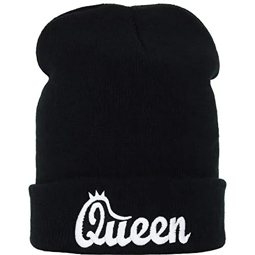 EXPRESS-STICKEREI Lustige Strickmütze - Warme Wintermütze mit Spruch Queen - Beanie für Damen und Herren - Unisex Wollmütze - Heavy Metal Haube mit Spruch