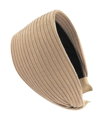 axy Breiter Haarreif aus Strickstoff Wunderschön Damen Stirnband Haarschmuck Haarreifen Hairband HR38A (Beige, Extra breit)