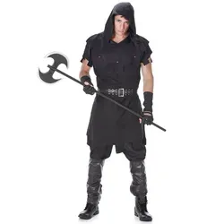 REDSUN Kostüm Mittelalterliches Henker-Kostüm für Herren Halloweenkostüm schwarz schwarz S