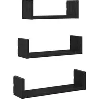 vidaXL Wandregale 3 Stk Schwarz Eichen-Optik Holzwerkstoff 868074