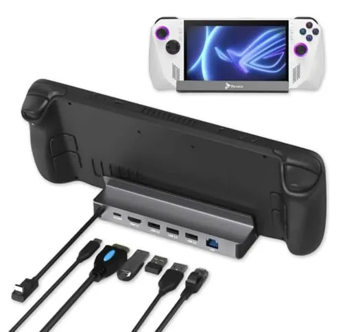 Reagle 6-in-1 Docking Station für Steam Deck und Asus ROG Ally - USB-Hub mit HDMI 2.0 4K@60Hz, 3 USB 3.0 Ports und Gigabit-LAN, ideal für schnelles Laden und stabile Verbindungen beim Gaming und Streaming.