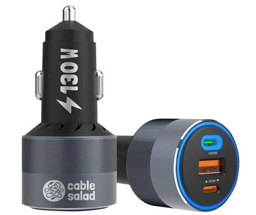Kfz Auto Ladegerät 130W 2x USB C + USB A PD Zigarettenanzünder 12V/24V Qualität