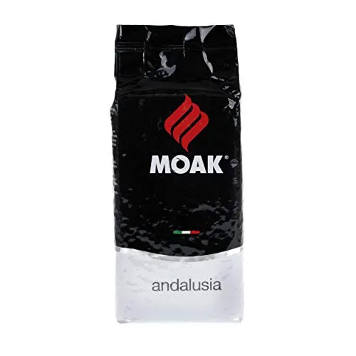 Moak Andalusia, Bohne 1 kg – Vollmundiger Kaffee - Kaffee mit 70% Arabica und 30% Robusta, ideal für Espresso und Milchkaffee. Genießen Sie den ausgeprägten Körper und die feinen Röstaromen.