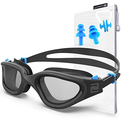 ZABERT Schwimmbrille für Herren Damen Erwachsene,W1 Profi Taucherbrille Schwimmbrillen Antibeschlag UV400-Schutz,Wettkampf Triathlon Schwimmbad,Etui Getönte Linse Schwarz