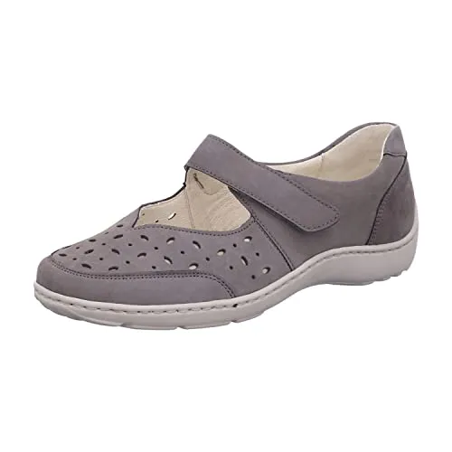 Waldläufer Henni - Komfort Slipper aus Nubukleder - Größe 40 - Beige - Wanderschuhe mit Klettverschluss und herausnehmbarem Fußbett, ideal für empfindliche Füße. Der Slipper bietet hohen Komfort und eine luftige Passform für lange Spaziergänge.