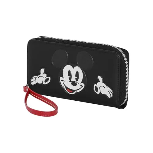 Disney Black Unisex Geldbörse Face 06639 - Damen-Geldbörse mit 12 Kreditkartenfächern und praktischem Reißverschluss-Münzfach, ideal für den Alltag – Maße: 10 x 19 x 2 cm.