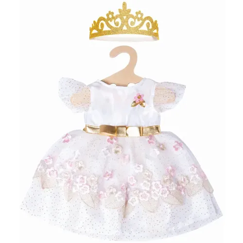 Heless 1132 - Prinzessinnen-Kleid für Puppen im Kirschblüte Design, mit goldener Krone und kinderleichtem Klettverschluss für kreatives Rollenspiel