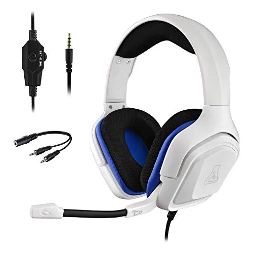 THE G-LAB Korp COBALT Gaming Headset - Ultraleichtes Stereo-Headset mit Mikrofon für PC, PS4, Xbox One & mehr (Weiß) - Headset für Gaming mit hervorragender Audioqualität und starkem Bass. Ultraleicht und komfortabel für stundenlangen Spielspaß. Kompatibel mit PC, PS4, Xbox One, Nintendo Switch und Smartphones.