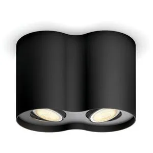 Philips Hue Spot 2-flg. White Ambiance Pillar Schwarz - Philips Hue Leuchten mit 2 x 250 lm, inklusive Dimmer und 4 Lichtszenen für perfekte Lichtstimmung von kühlem bis warmweißem Licht.