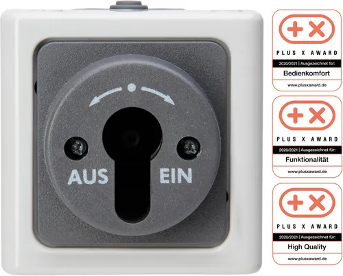 Kopp Gehäuse für Schlüssel-Schalter, Blue Electric, Grau (561756017) - Grau, robustes Gehäuse mit IP44 Schutzart, ideal für den Einsatz in feuchten Umgebungen und sicheres Schalten von Leuchtstofflampen.