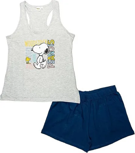 Snoopy Schlafanzug Damen aus Baumwolle – Ärmelloses Pyjama Set mit Tanktop & Shorts