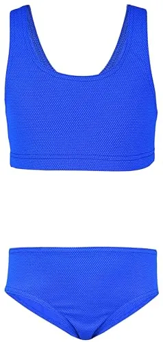 Aquarti Mädchen Sport Bikini Racerback Bustier & Bikinislip, Farbe: Jacquard Punkte Kornblumenblau, Größe: 128