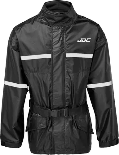 JDC Wasserdichte Motorrad-Regenüberzugsjacke Hohe Sichtbarkeit - SHIELD - Schwarz - XXL
