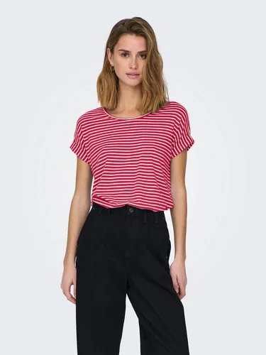 ONLY Kurzarmshirt ONLMOSTER STRIPE S/S O-NECK TOP JRS NOOS gestreift, lässig geschnitten, Jersey, Rundhals, Viskosemischung