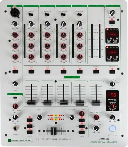Pronomic DJM-500 5-Kanal DJ Mixer - Auto BPM-Counter und Effektgerät - Mischpult mit 5 Kanälen, Auto BPM-Counter und 46 integrierten Effekten für kreative DJ-Sets. Ideal für professionelle DJs und Live-Performances.
