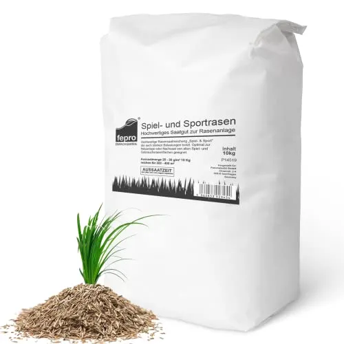20kg Rasensamen Sport und Spiel schnellkeimend 800m², dürreresistent, robust, tiefgrün, ideal für Neuansaat und Nachsaat, Rasensaat Grassamen Frühjahr