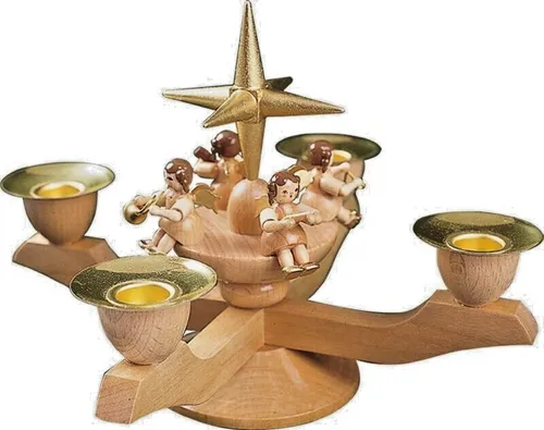 Adventsleuchter klein von Richard Glässer - Nussknacker Adventsleuchter aus dem Erzgebirge, aus nachhaltigen Rohstoffen gefertigt, Höhe 12cm – ideal für eine stimmungsvolle Weihnachtsdekoration.