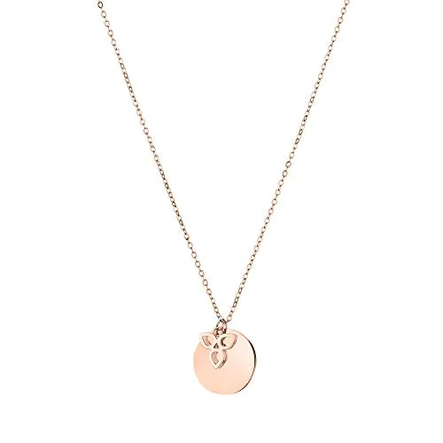 Tamaris Damen Halskette in Roségold - Eleganter Edelstahl Schmuck - Ketten für Damen mit Plättchen- und Blütenanhänger, 45 cm lange Ankerkette, verlängerbar und ideal als Geschenk in original Tamaris Verpackung.