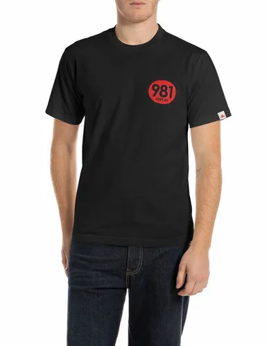 REPLAY Herren T-Shirt mit 981-Print, schwarz, Gr. L von Replay