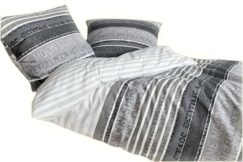 Janine Bettwäsche Davos, Beige, Weiß, Grau - 200x220 cm, Oeko-Tex® - Bettwäsche in stilvollem Streifen-Dekor (200x220 cm), aus 100% Baumwolle, atmungsaktiv und pflegeleicht, ideal für erholsame Nächte und geeignet für Hausstauballergiker.