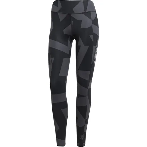 adidas Terrex Multi Printed Tights - Damen Outdoor Leggings - Damen Outdoor- und Wanderhosen, gefertigt aus 79% recyceltem Material, bieten maximale Bewegungsfreiheit und sind ideal für Wanderungen und Läufe.