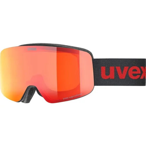 Uvex pwdr FM black matt / mirror red - Kinder Skibrille mit rahmenlosem Design, bietet 100% UV-Schutz und bleibt dank Anti-fog-Beschichtung beschlagfrei – ideal für alle kleinen Skifahrer:innen!