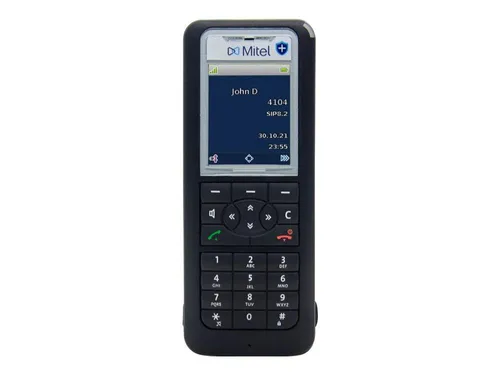 Mitel 632dt Set Mobilteil mit Ladeschale - Schnurlos, Schwarz - Robustes DECT-Mobilteil für flexible Kommunikation. IP65-zertifiziert, stoßfest und hygienisch mit antimikrobieller Beschichtung. Ideal für anspruchsvolle Umgebungen.