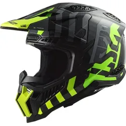 LS2 MX703 X-Force Barrier Carbon Motocross Helm, schwarz-grün, Größe M für Männer